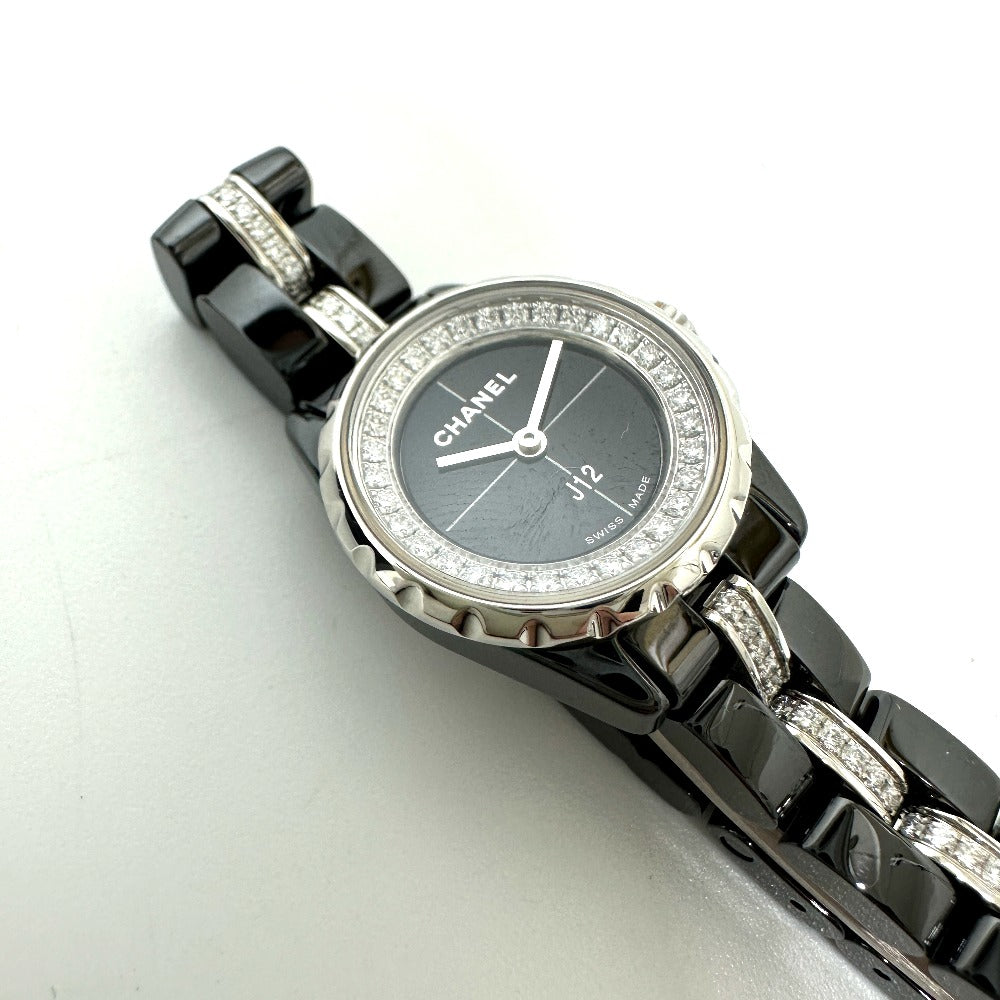 CHANEL H5236 J12 XS 19mm Bezel with Diamond Strap, Quartz Movement, Ceramic, Women's, Black