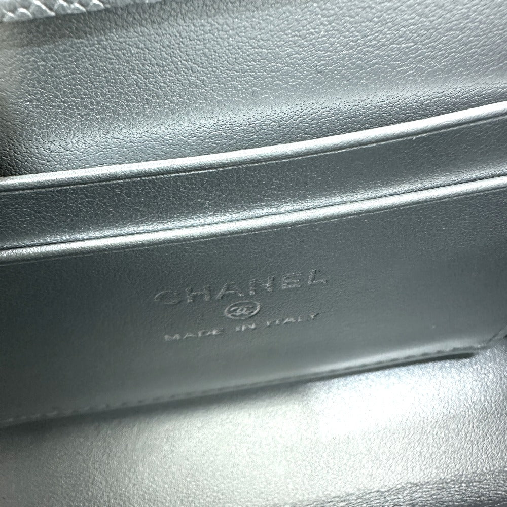 CHANEL Matelasse Coco handle Extra Mini 2-Way Bag Hand Bag Caviar Leather Silver Used