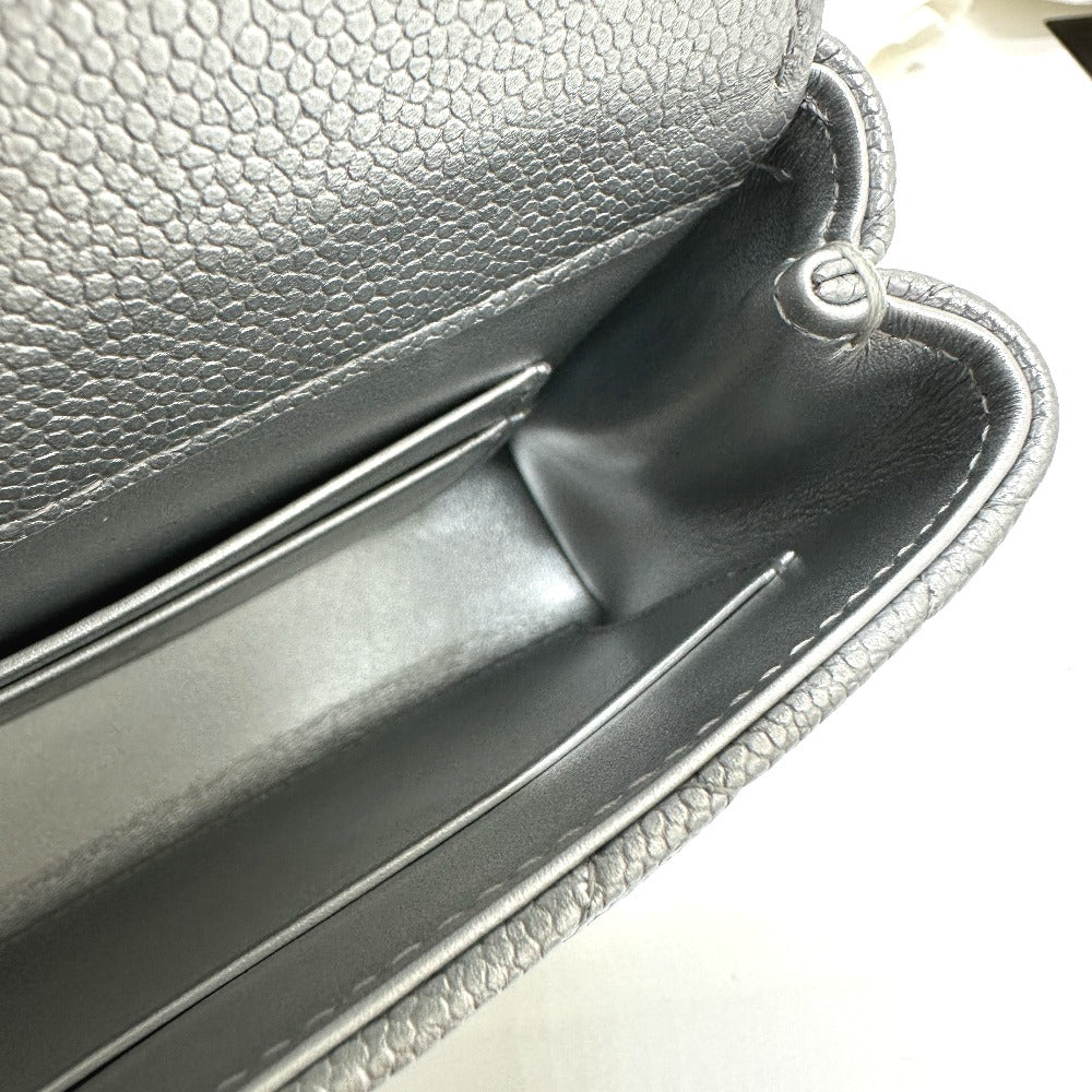 CHANEL Matelasse Coco handle Extra Mini 2-Way Bag Hand Bag Caviar Leather Silver Used