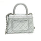 CHANEL Matelasse Coco handle Extra Mini 2-Way Bag Hand Bag Caviar Leather Silver Used