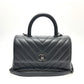 CHANEL Chevron V-Stitch Coco Handle XS So Black 2-Way Bag Shoulder Bag Handbag Caviar Skin Women's Black