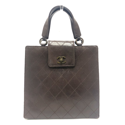 CHANEL Matelasse Turn lock Handbag Bag Backpack Hand Bag Calfskin Brown Used