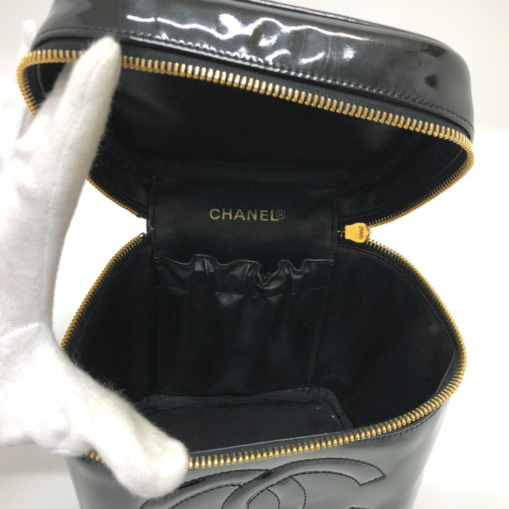 CHANEL A01998 CCココマーク 化粧ポーチ 縦型 バニティバッグ ハンドバッグ エナメル レディース