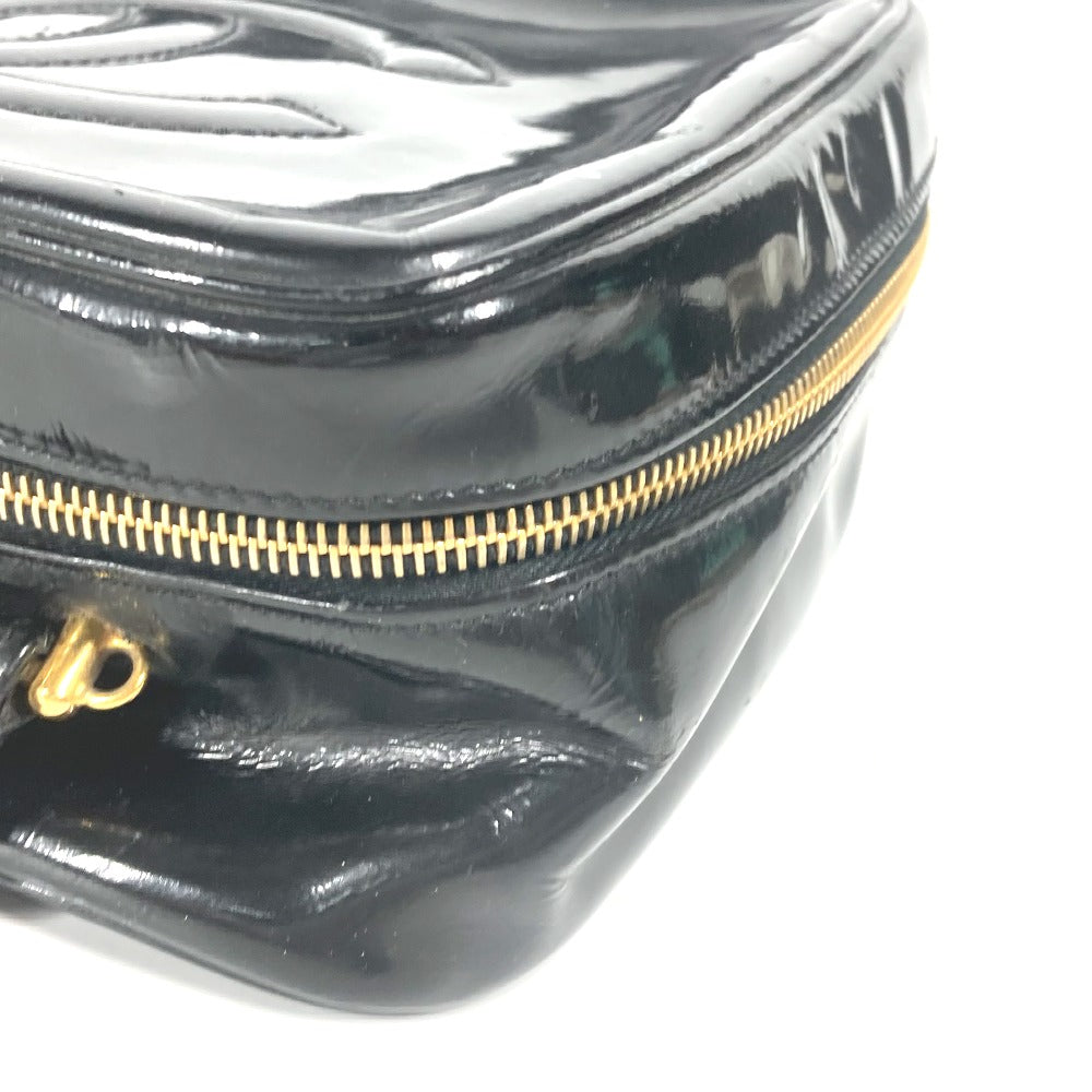 CHANEL วินเทจ CC โคโค่ มาร์ค กระเป๋าถือ กระเป๋าเครื่องสำอาง หนังแก้ว สีดำ สำหรับผู้หญิง