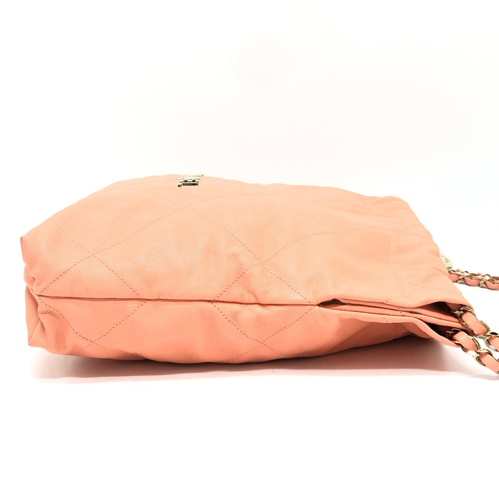 CHANEL AS3260 マトラッセ シャネル22 スモール カバン ハンドバッグ チェーン ショルダーバッグ キャビアスキン レディース コーラルピンク ピンク