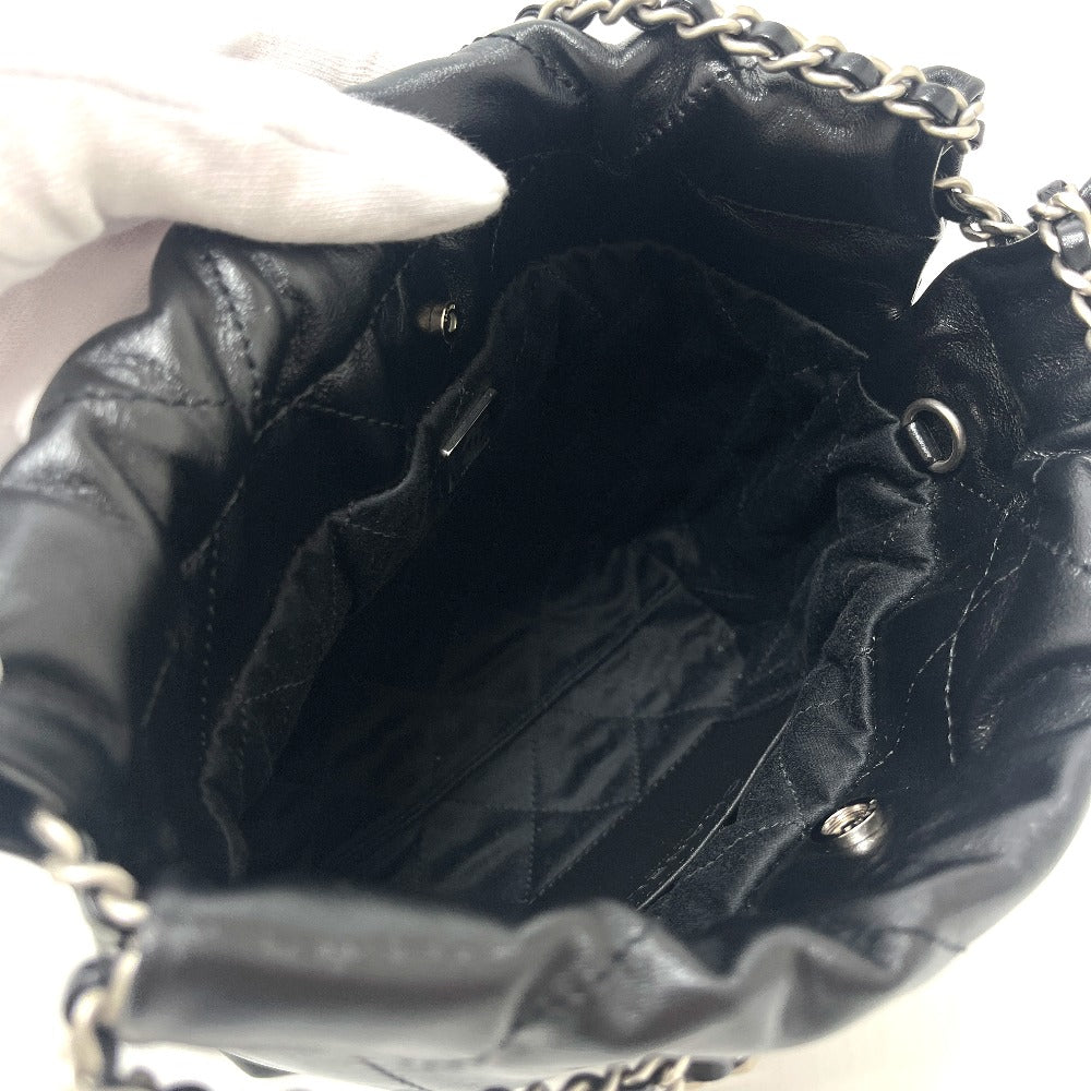CHANEL AS3980 シャネル22 ミニ 2WAY チェーン カバン ショルダーバッグ レザー レディース SV金具 ブラック