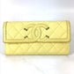 CHANEL Long Wallet, Filigree CC Coco Mark, Bifold, Caviar Leather, Yellow, Women's