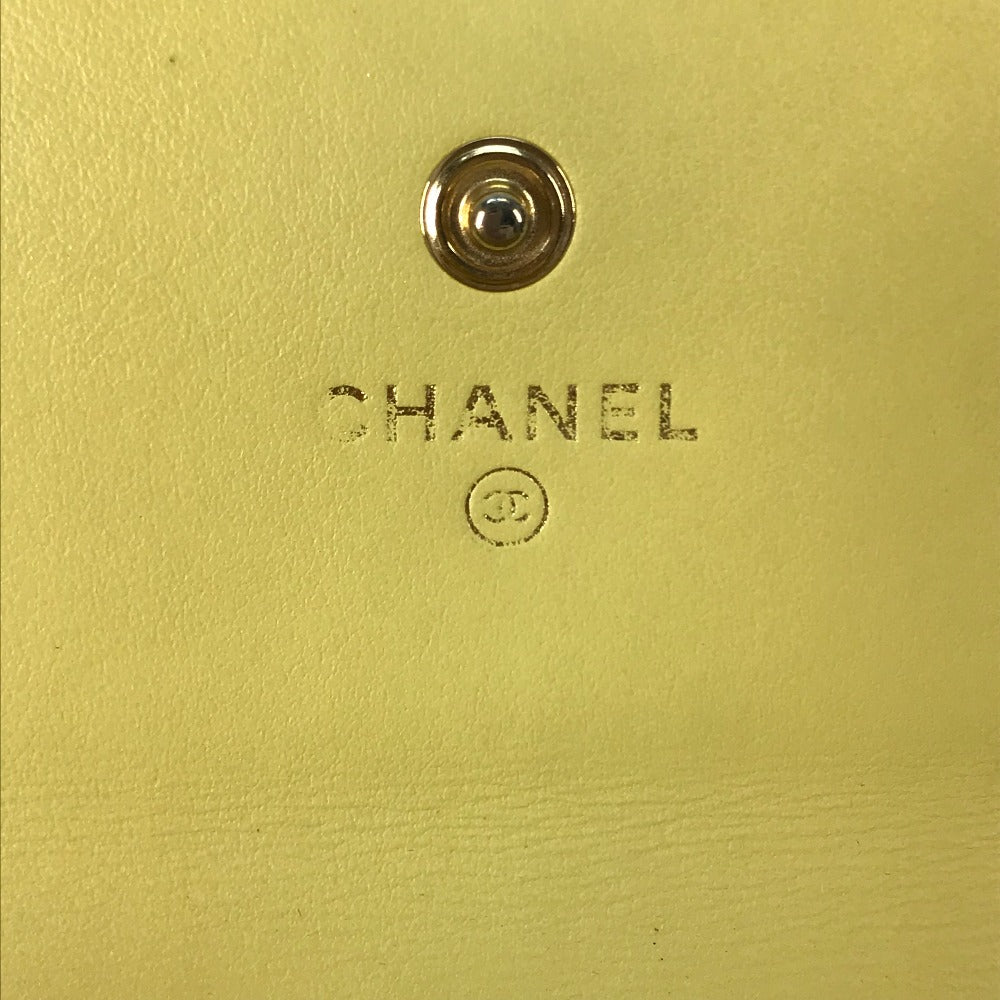 CHANEL Long Wallet, Filigree CC Coco Mark, Bifold, Caviar Leather, Yellow, Women's