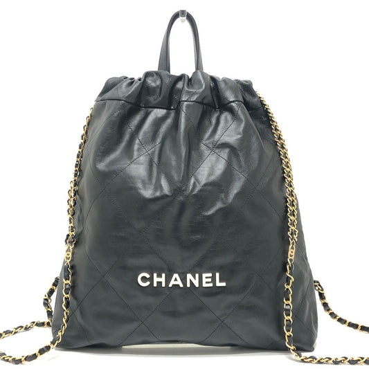 CHANEL AS3313 CHANEL22 シャネル22 チェーン カバン 2WAY デイパック バックパック リュックサック レザー レディース ブラック