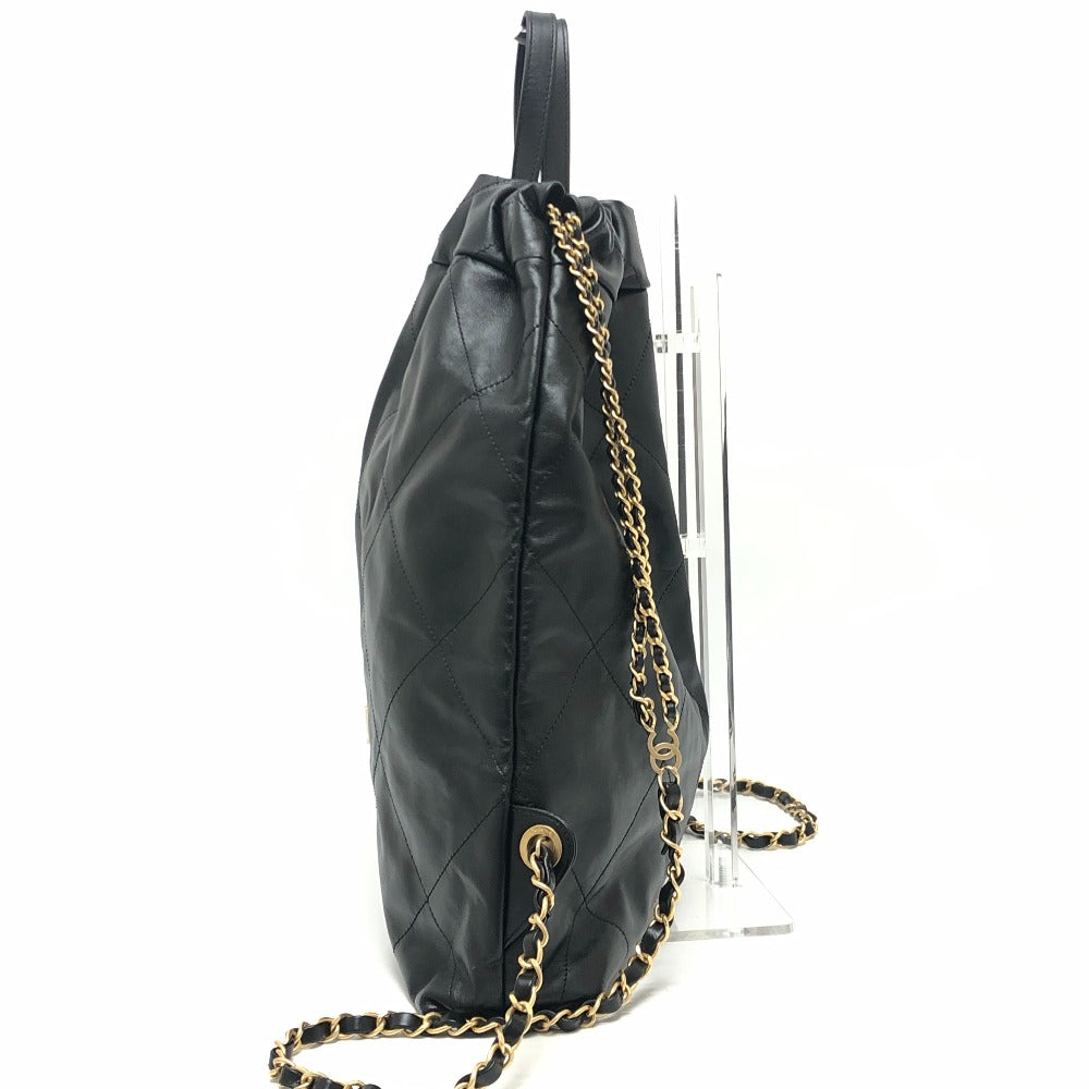CHANEL AS3313 CHANEL22 シャネル22 チェーン カバン 2WAY デイパック バックパック リュックサック レザー レディース ブラック