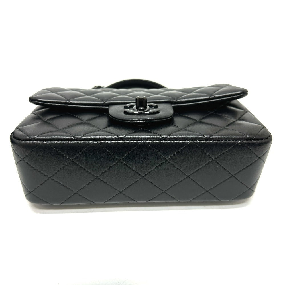 CHANEL マトラッセ 20 キルティング CC ココマーク トップハンドル  ソーブラック ミニフラップ 2WAYバッグ ショルダーバッグ ハンドバッグ ラムスキン レディース ブラック - brandshop-reference