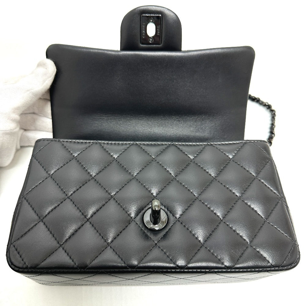 CHANEL マトラッセ 20 キルティング CC ココマーク トップハンドル  ソーブラック ミニフラップ 2WAYバッグ ショルダーバッグ ハンドバッグ ラムスキン レディース ブラック - brandshop-reference