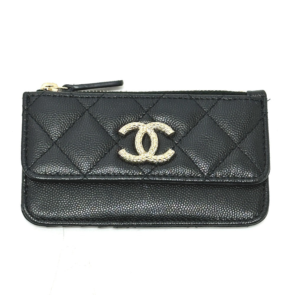 CHANEL AP4257 マトラッセ ココマーク フラグメントケース カードケース コインケース キャビアスキン レディース ブラック - brandshop-reference