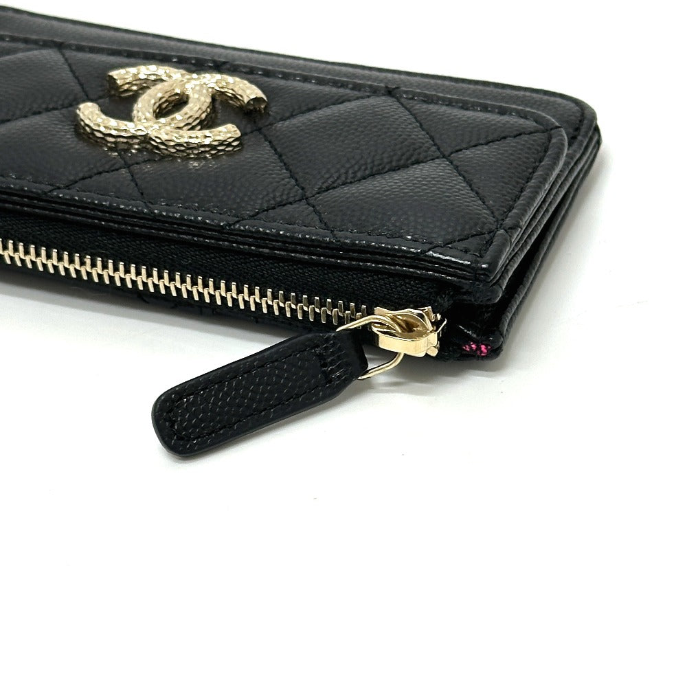 CHANEL AP4257 マトラッセ ココマーク フラグメントケース カードケース コインケース キャビアスキン レディース ブラック - brandshop-reference
