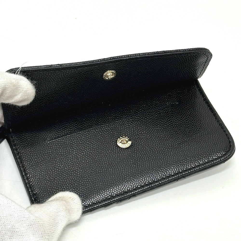 CHANEL AP4257 マトラッセ ココマーク フラグメントケース カードケース コインケース キャビアスキン レディース ブラック - brandshop-reference