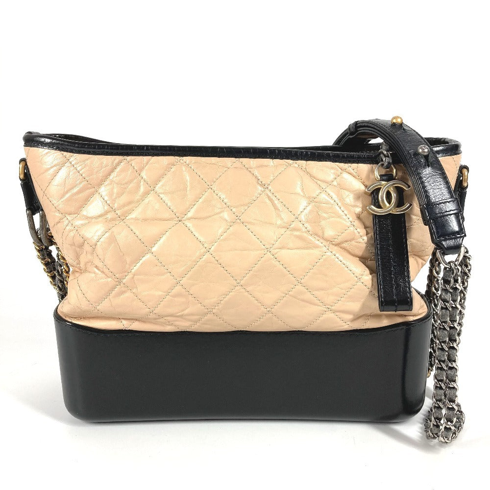 CHANEL A93824 Bicolor Gabriel Matelasse Quilted Crossbody Bag Chain Bag Shoulder Bag Leather Women's Beige