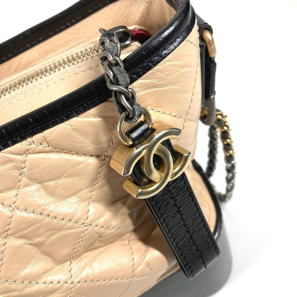 CHANEL A93824 Bicolor Gabriel Matelasse Quilted Crossbody Bag Chain Bag Shoulder Bag Leather Women's Beige