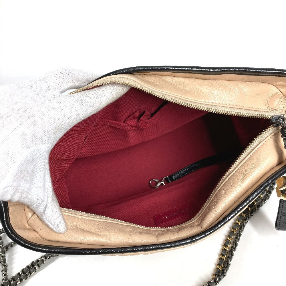 CHANEL A93824 Bicolor Gabriel Matelasse Quilted Crossbody Bag Chain Bag Shoulder Bag Leather Women's Beige