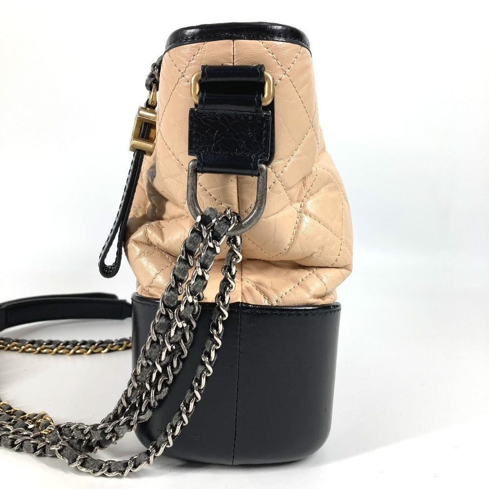 CHANEL A93824 Bicolor Gabriel Matelasse Quilted Crossbody Bag Chain Bag Shoulder Bag Leather Women's Beige