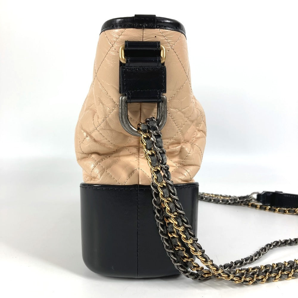 CHANEL A93824 Bicolor Gabriel Matelasse Quilted Crossbody Bag Chain Bag Shoulder Bag Leather Women's Beige