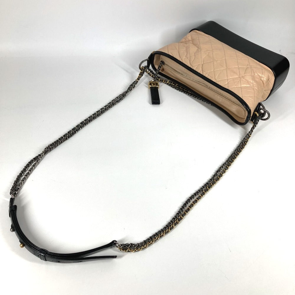 CHANEL A93824 Bicolor Gabriel Matelasse Quilted Crossbody Bag Chain Bag Shoulder Bag Leather Women's Beige