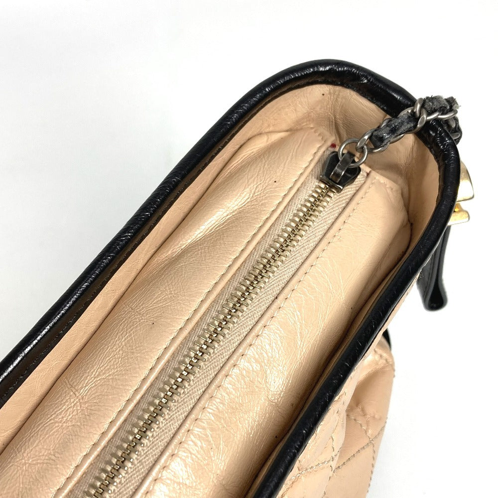 CHANEL A93824 Bicolor Gabriel Matelasse Quilted Crossbody Bag Chain Bag Shoulder Bag Leather Women's Beige