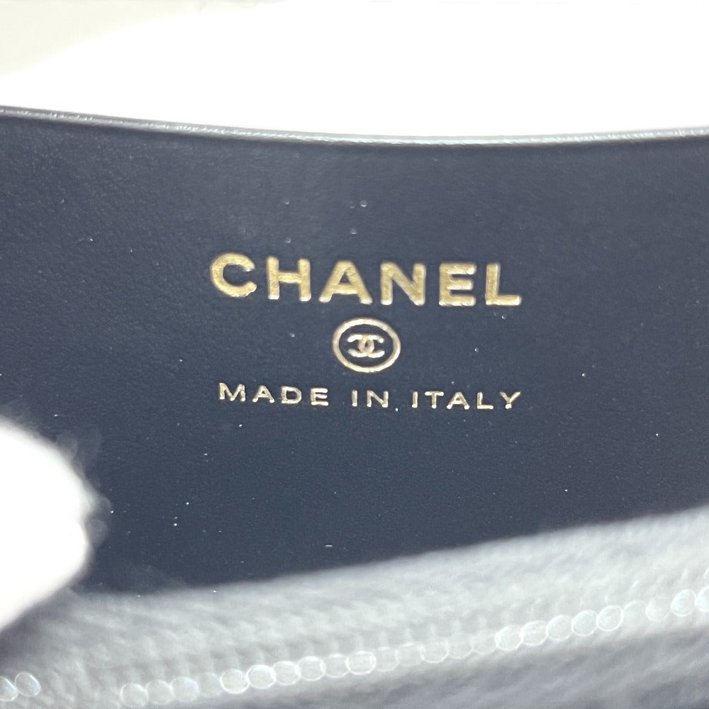 CHANEL AP4658 ココマーク ジップ コインパース 長財布 キャビアスキン レディース ブラック