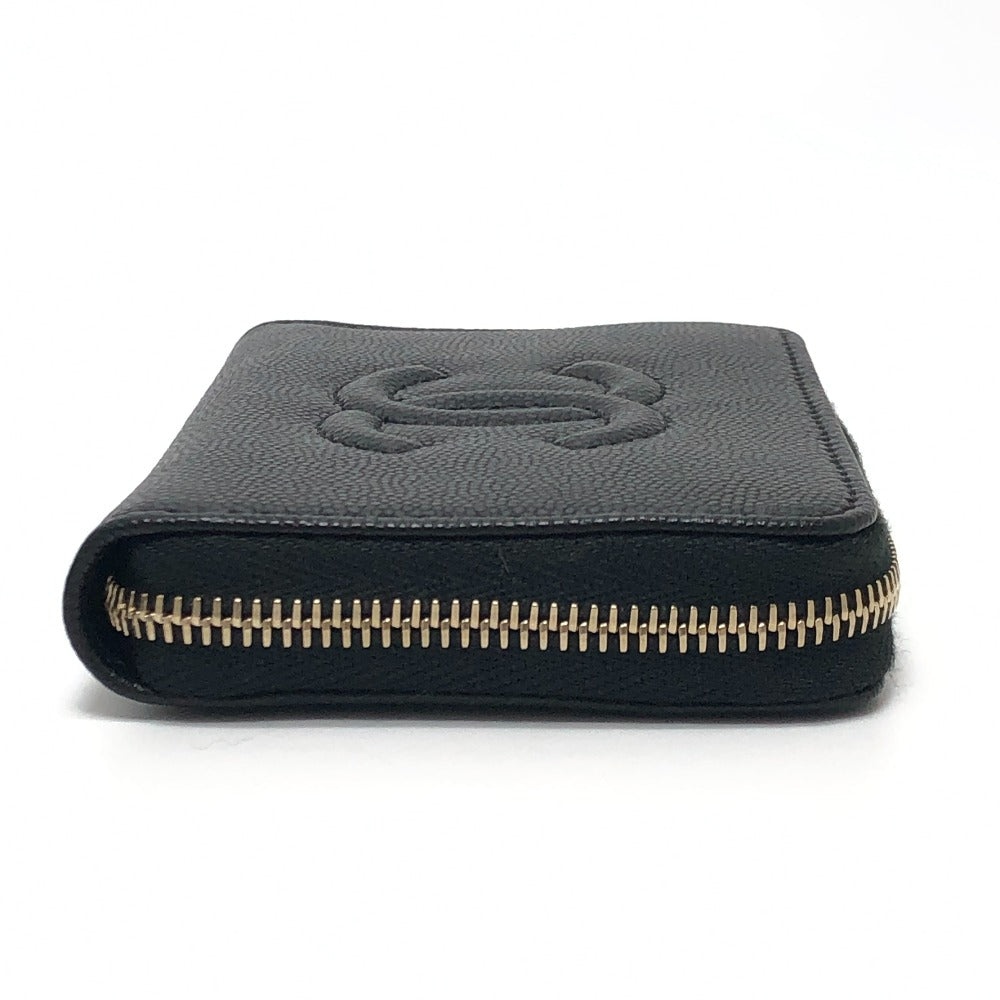 CHANEL AP4658 ココマーク ジップ コインパース ミニ財布 フラグメントケース コインケース キャビアスキン レディース ブラック