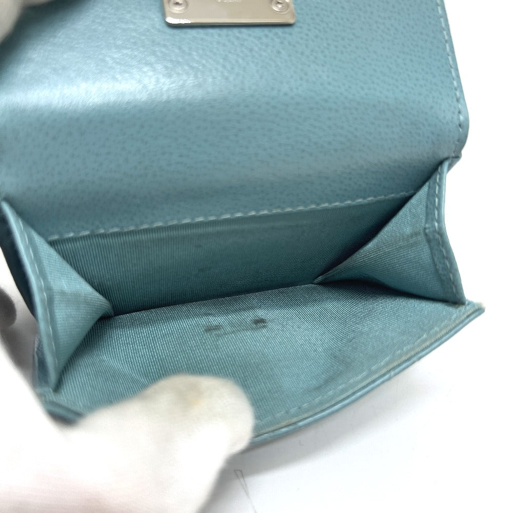 CHANEL プッシュロック ハーフココマーク コンパクトウォレット 財布 ウォレット 3つ折り財布 レザー レディース ライトブルー ブルー