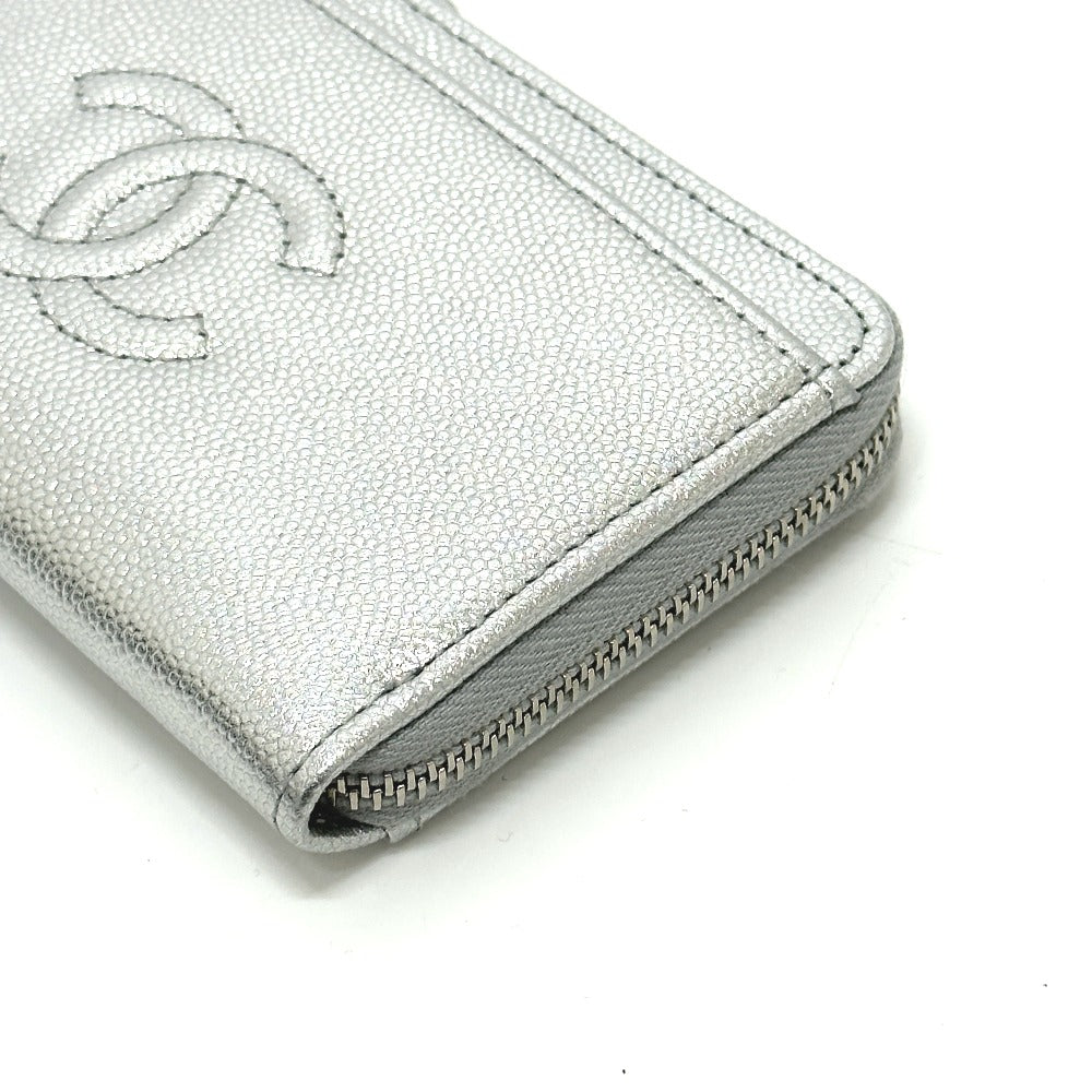 CHANEL AP4661 ココマーク フラグメントケース カードケース コインケース キャビアスキン レディース シルバー