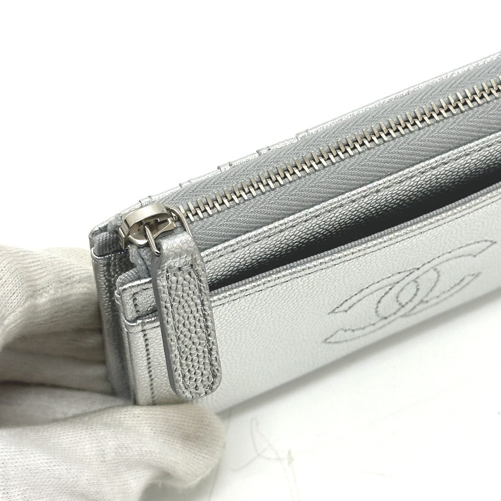 CHANEL AP4661 ココマーク フラグメントケース カードケース コインケース キャビアスキン レディース シルバー