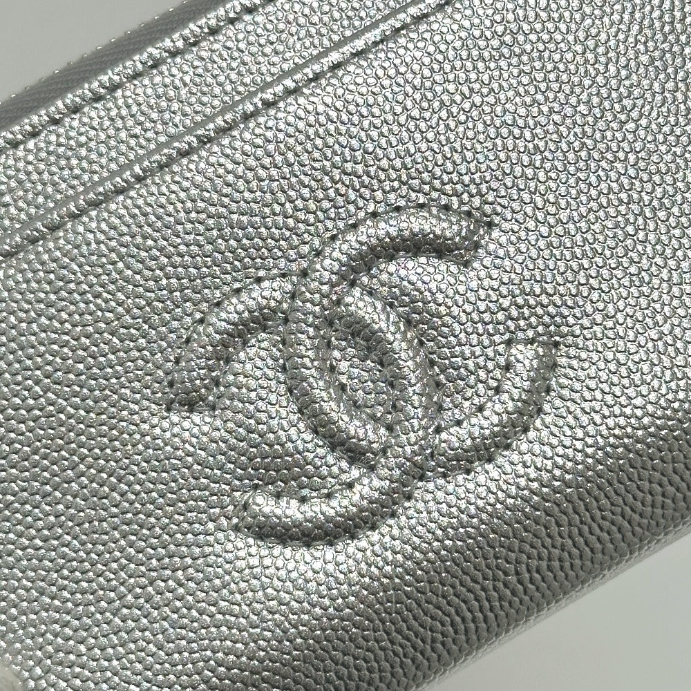 CHANEL AP4661 ココマーク フラグメントケース カードケース コインケース キャビアスキン レディース シルバー