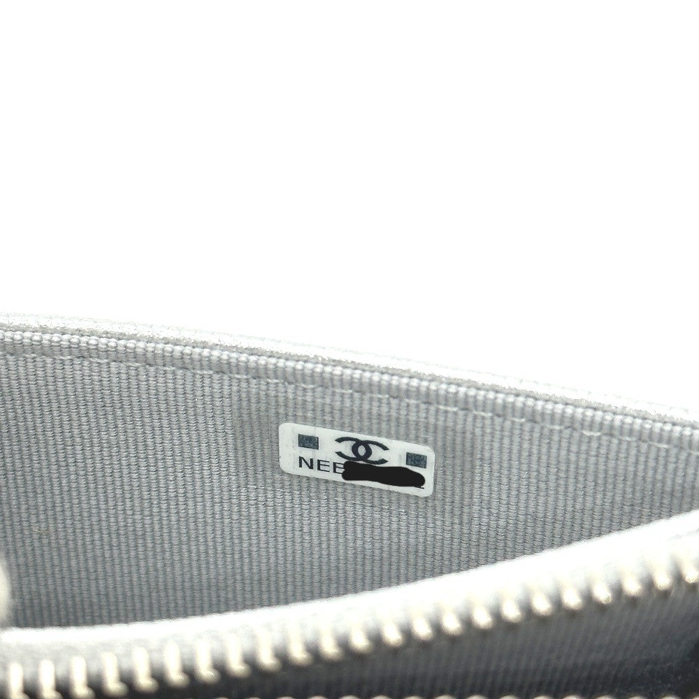 CHANEL AP4661 ココマーク フラグメントケース カードケース コインケース キャビアスキン レディース シルバー