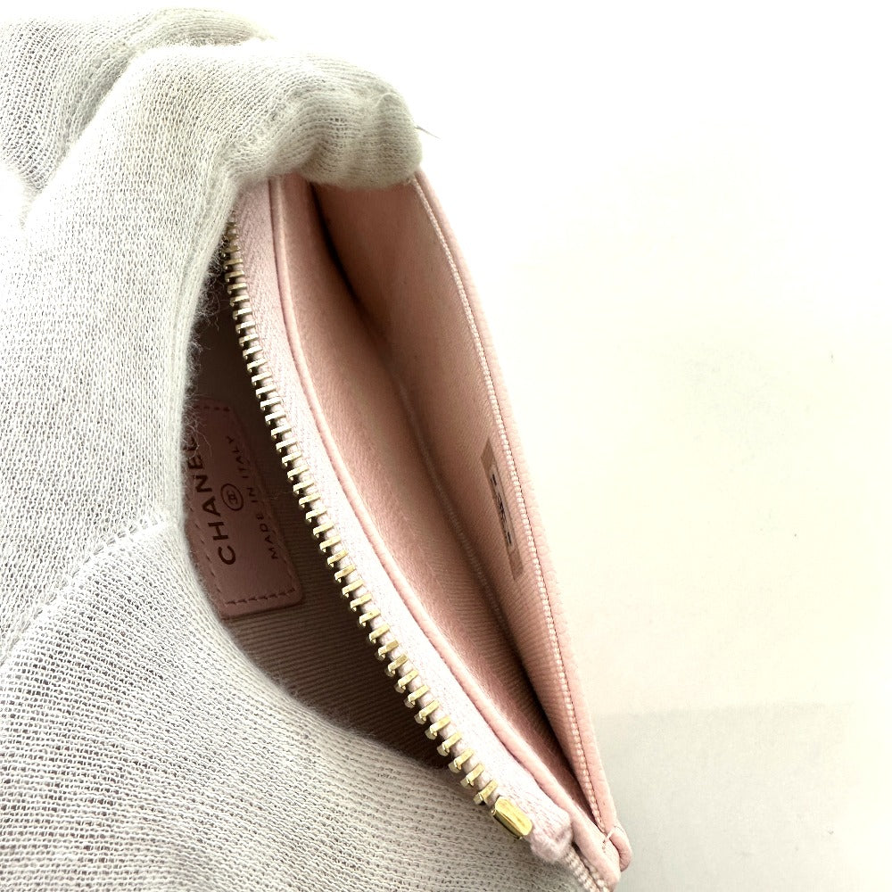 CHANEL AP4661 クルーズ コレクション フラグメントケース ジップ カードケース カードケース キャビアスキン レディース ピンク
