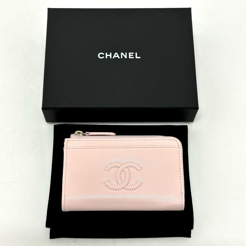 CHANEL AP4661 クルーズ コレクション フラグメントケース ジップ カードケース カードケース キャビアスキン レディース ピンク