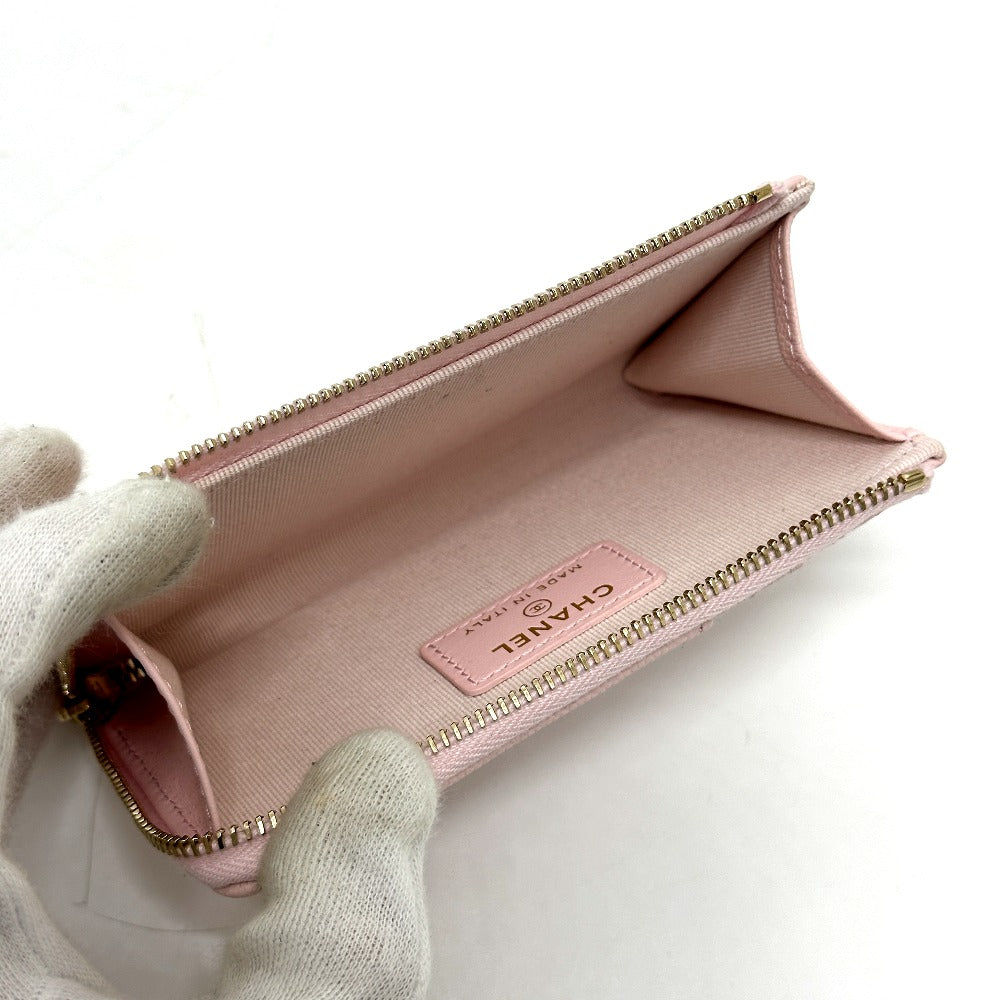 CHANEL AP4661 クルーズ コレクション フラグメントケース ジップ カードケース カードケース キャビアスキン レディース ピンク