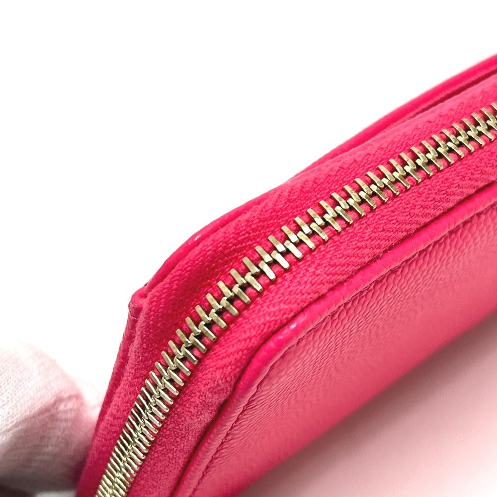 CHANEL AP4661 クルーズ コレクション フラグメントケース ジップ コンパクトウォレット カードケース ウォレット 財布 コインケース キャビアスキン レディース ピンク