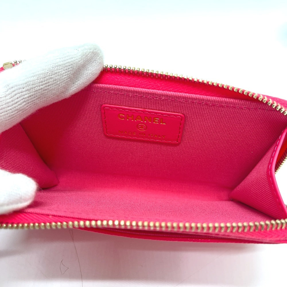 CHANEL AP4661 クルーズ コレクション フラグメントケース ジップ コンパクトウォレット カードケース ウォレット 財布 コインケース キャビアスキン レディース ピンク