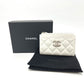 CHANEL Matelasse CC Mark Fragment Case Card Case Mini Wallet coin purse Caviar Leather White/SilverHardware Used