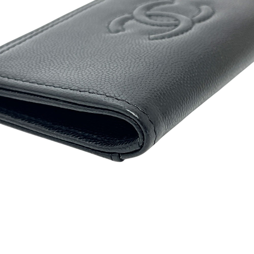 CHANEL AP4661 CC Mark Cruise Collection Fragment Case Zip Wallet Card Case Caviar Leather Black/GoldHardware Used