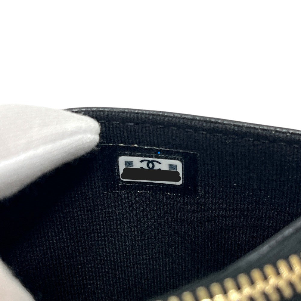 CHANEL AP4661 CC Mark Cruise Collection Fragment Case Zip Wallet Card Case Caviar Leather Black/GoldHardware Used