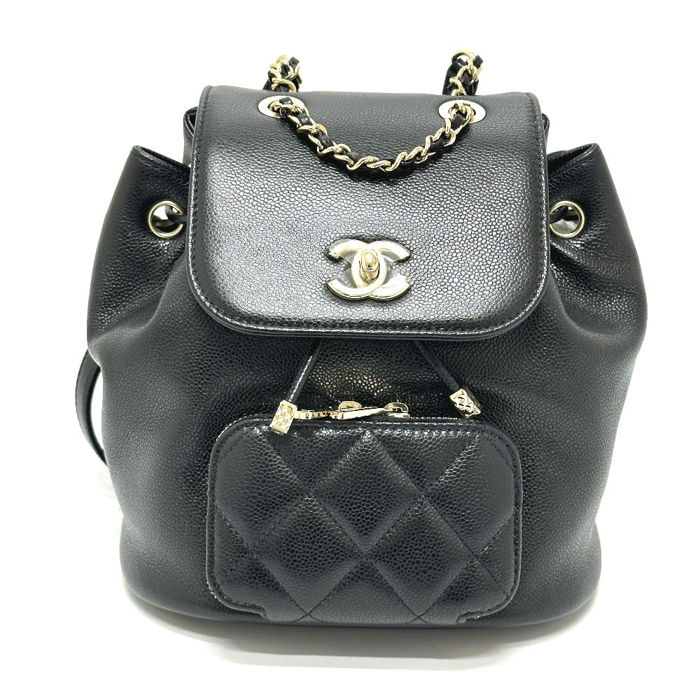 CHANEL AS3530 CC Mark Turnlock Mini backpack Backpack Grain Calfskin Leather Black Used