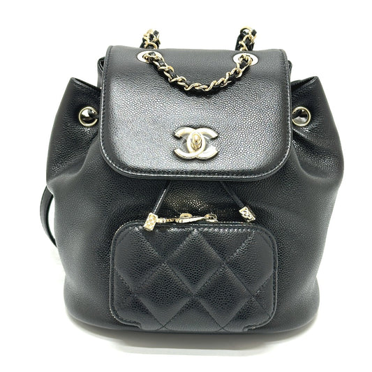 CHANEL AS3530 CC Mark Turnlock Mini backpack Backpack Grain Calfskin Leather Black Used
