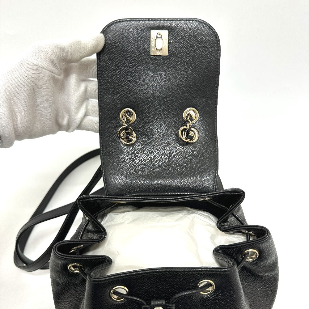 CHANEL AS3530 CC Mark Turnlock Mini backpack Backpack Grain Calfskin Leather Black Used