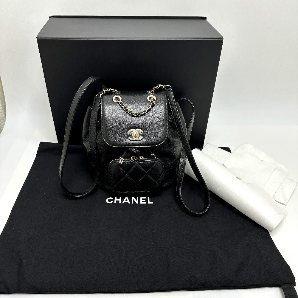 CHANEL AS3530 CC Mark Turnlock Mini backpack Backpack Grain Calfskin Leather Black Used