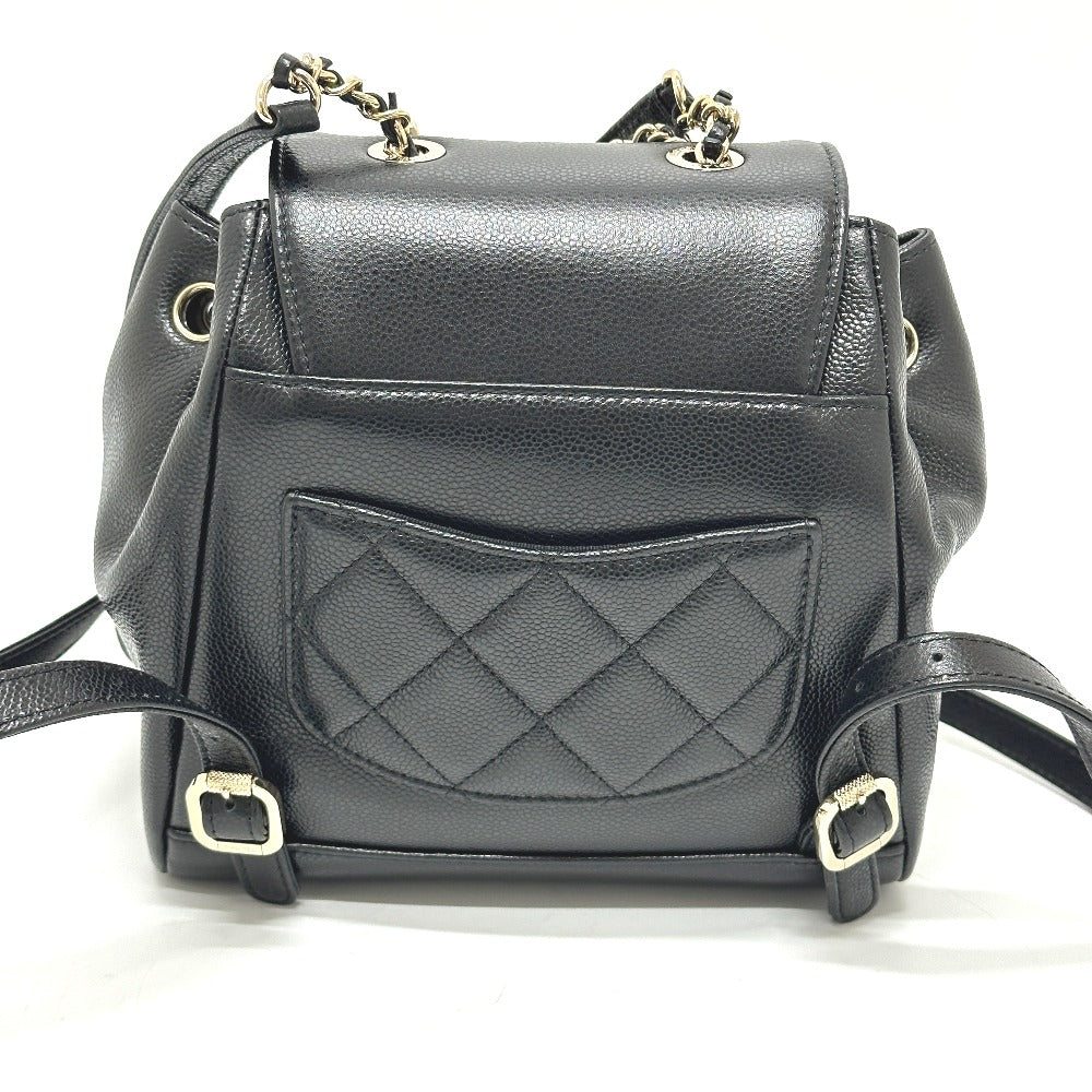 CHANEL AS3530 CC Mark Turnlock Mini backpack Backpack Grain Calfskin Leather Black Used