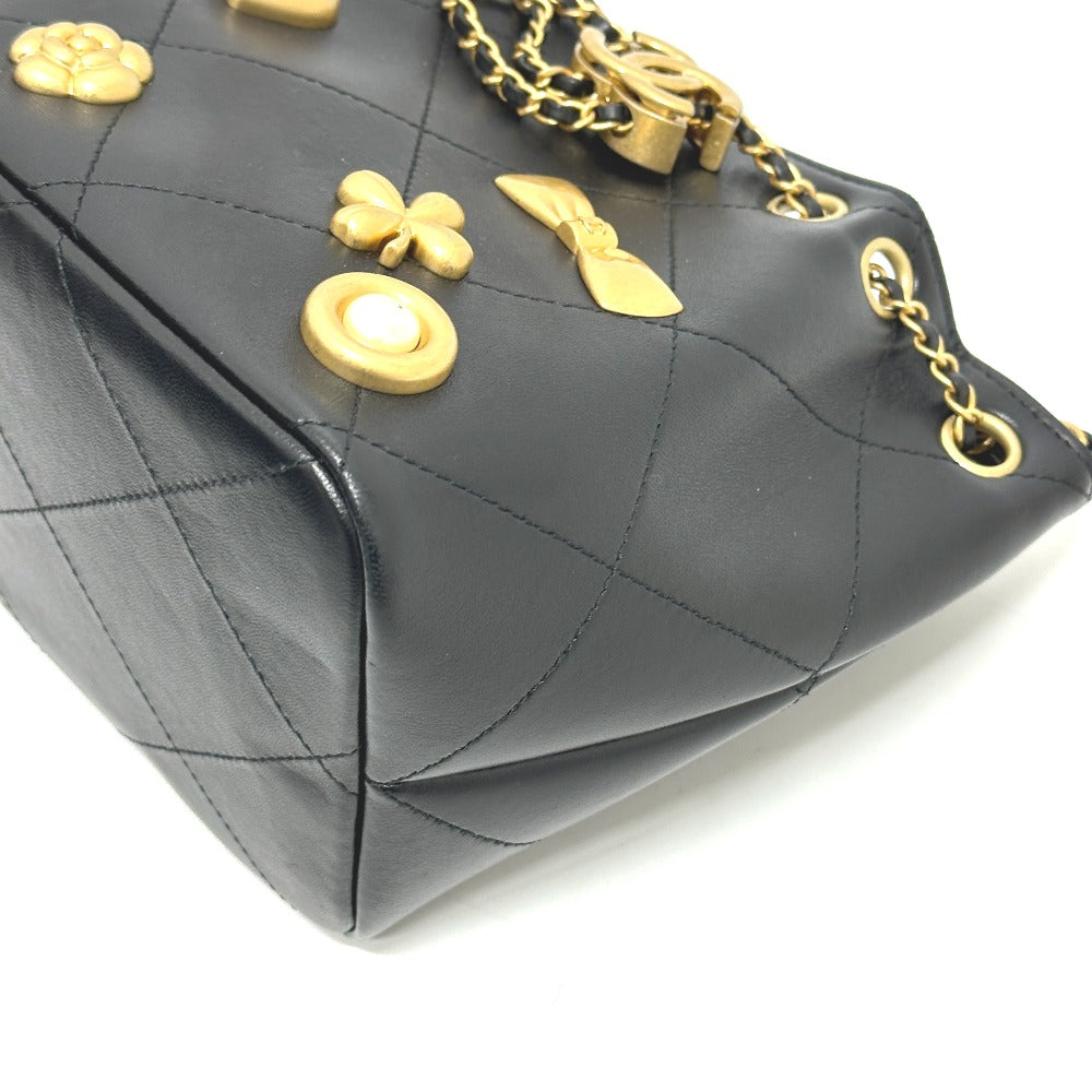CHANEL AS5824 25K ドローストリング アイコン チェーン カバン バッグ ショルダーバッグ レザー レディース ブラック