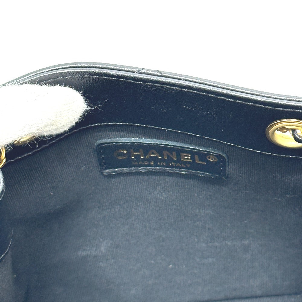 CHANEL AS5824 25K ドローストリング アイコン チェーン カバン バッグ ショルダーバッグ レザー レディース ブラック