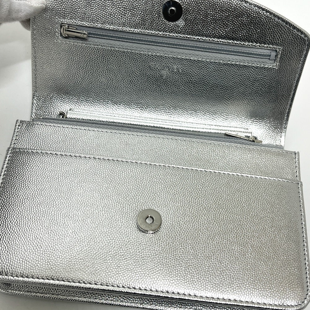CHANEL AP4653 Métiers d'Art Collection Coco Mark Chain Wallet Shoulder Bag in Caviar Leather, Silver