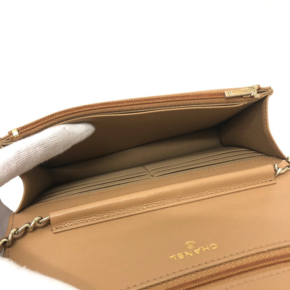 CHANEL AP4653 Métiers d'Art Collection Coco Mark Chain Wallet/Shoulder Bag in Caviar Leather, Beige